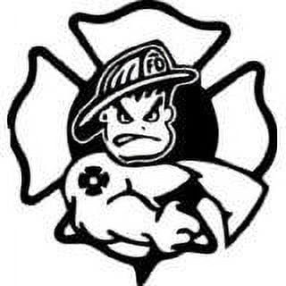 Fireman Picture Art - Kids Boys Bedroom – Peel & Stick Sticker - Vinyl Wall Decal