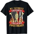 thumbnail image 1 of Fireman Red Line Flag Firefighter Wife Girlfriend Sweetheart T-Shirt, 1 of 5