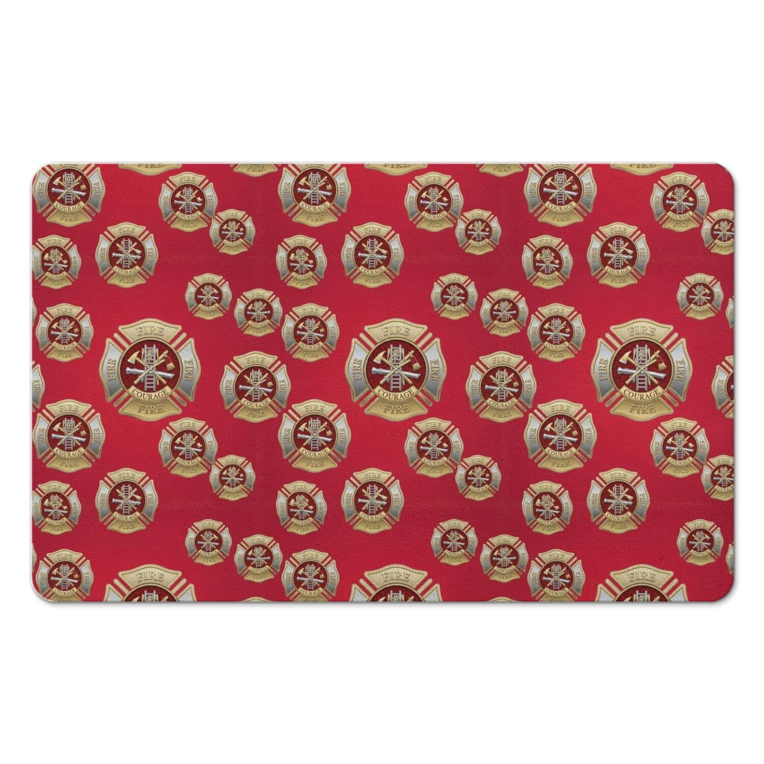 Fireman Red Pattern Diatomite Bath Mat, Entryway Floor Pad with Non ...