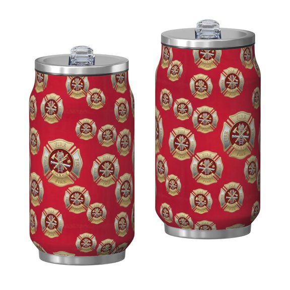 Fireman Red Pattern Insulated Water Can 1 Pack, Vacuum Insulated Stainless Steel Water Bottle 304 Stainless Steel Gifts Ideas for Students Teachers Office Workers