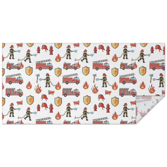 Fireman and Shield White Pattern Waterproof Tablecloth, Rectangular ...
