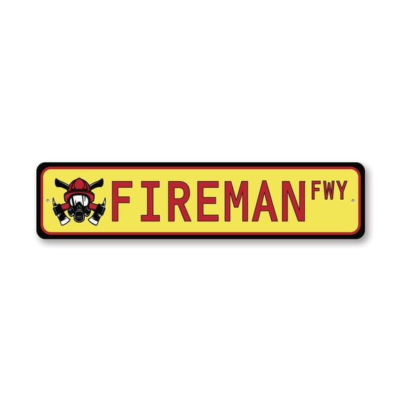 Fireman Street Aluminum Metal Decor Sign - 4x18 inches