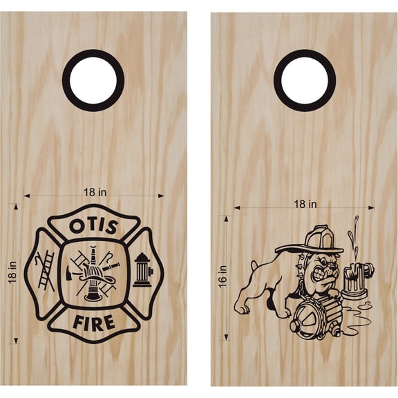 Fireman Theme Cornhole Board Decals - Firefighter Station Bean Bag Toss Stickers
