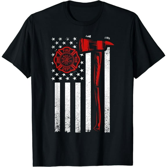Fireman Tshirt American Flag Graphics Firefighter T-Shirt
