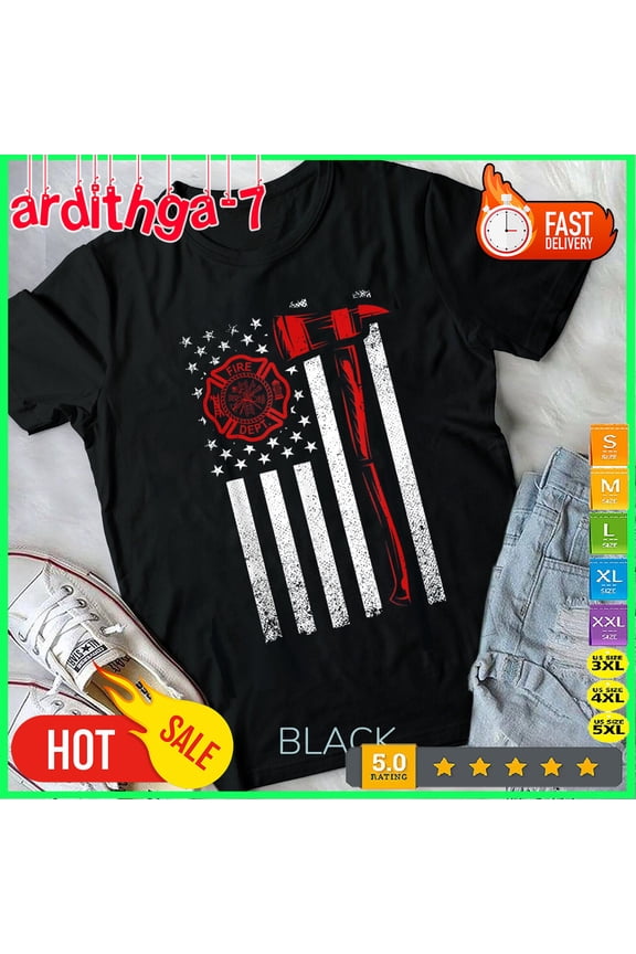 Fireman Tshirt American Flag Graphics Firefighter T-Shirtjpg1