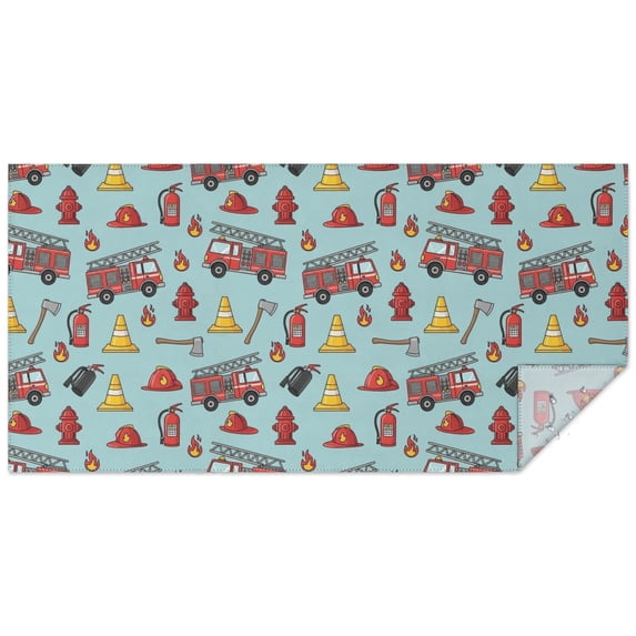Fireman and Cone Blue Pattern Waterproof Tablecloth, Rectangular ...
