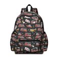 thumbnail image 1 of Fireman and Helicopter Black Pattern Backpack for School, Cute School Bag with Adjustable Shoulder Straps and Padded Back, 13.4"x11"x4.7", 1 of 5