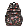 thumbnail image 1 of Fireman and Helmet Black Pattern Backpack for School, Cute School Bag with Adjustable Shoulder Straps and Padded Back, 15.25"x11.5"x5.25", 1 of 5