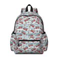 thumbnail image 1 of Fireman and Ladder Blue Pattern Backpack for School, Cute School Bag with Adjustable Shoulder Straps and Padded Back, 13.4"x11"x4.7", 1 of 5