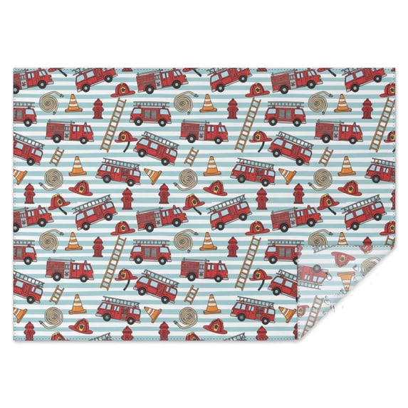 Fireman and Ladder Blue Pattern Waterproof Tablecloth, Rectangular ...