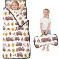 thumbnail image 1 of Fireman and Shield White Pattern Teens Toddler Nap Mat with Pillow, Sleeping Mat Bag for Preschool Daycare 59"x22", 1 of 6