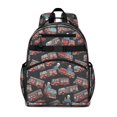thumbnail image 1 of Fireman and Truck Black Pattern Backpack for School, Cute School Bag with Adjustable Shoulder Straps and Padded Back, 15.25"x11.5"x5.25", 1 of 5