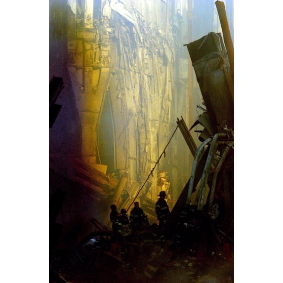 Firemen And Rescue Workers Conduct Search And Rescue Attempts In The Debris Of The World Trade Center In New York City After The 911 Terrorists Attacks. Sept. 14 2001 History (24 x 36)