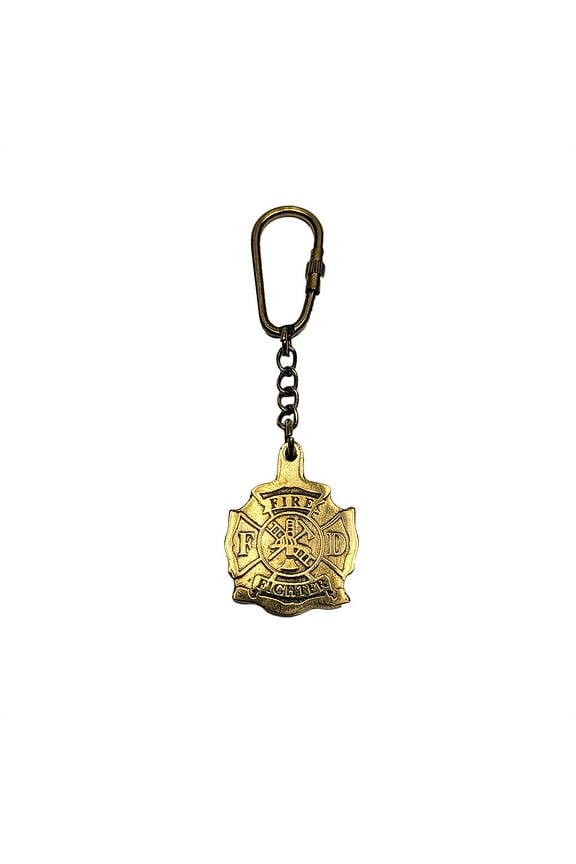 Firemen Solid Brass Maltese Cross Keychain Carabiner Car Truck Key Ring Firefighter Fire Dept Gift