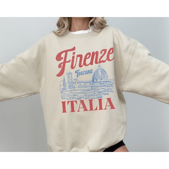 Firenze, Italia Crewneck T-Shirt Retro, Distressed Style Italy Pullover Gift for Her, Him,