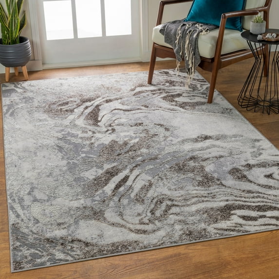 Firenze Light Grey 9' x 12' Modern Rectangle Area Rug