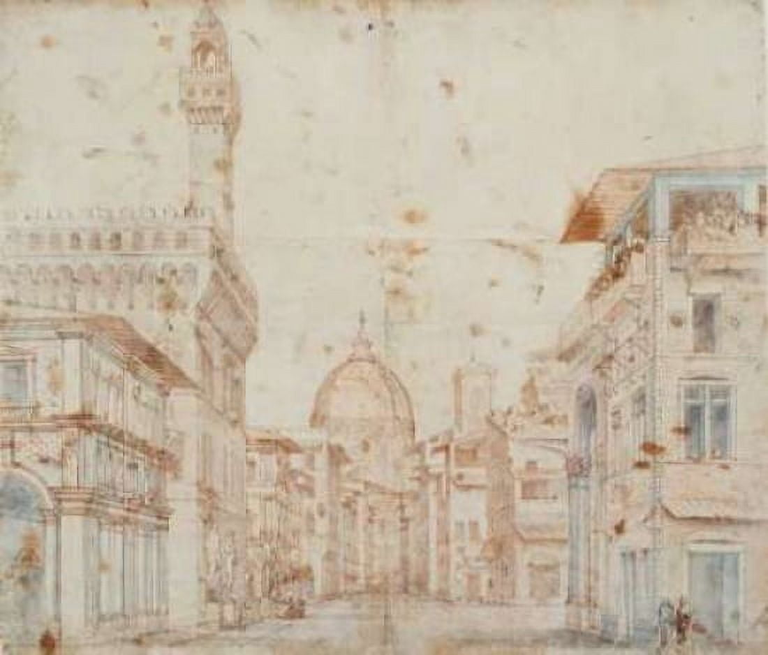 Firenze Perspective Canvas Art - Baldassare Peruzzi (24 x 24)