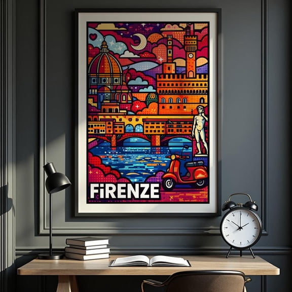 Firenze Poster Florence Travel Poster Florence Wall Art Print Italy City Illustration Florence Landmark Art Italian Travel Decor