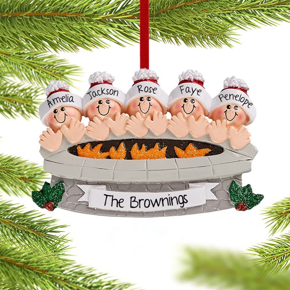 Firepit Family of 5 Ornament