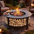 thumbnail image 1 of 38" Fire Pits for Outside, SEGMART Outdoor Fire Pit, Round Wood Burning Fire Pit with Grill, Poker, Waterproof Cover, Fire Pit Table for Patio BBQ, Backyard Fire Pit, Firepit for Outside Patio, Black, 1 of 12