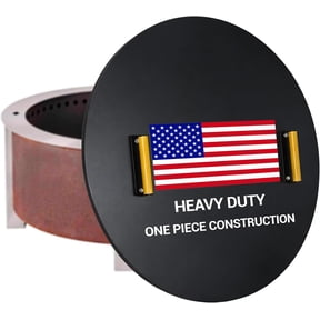 FEBTECH Solid Fire Pit Lid 35 - Fit for 34.5 Inch Smokeless Fire Pit - Carbon Steel Fire Pit Lid with Dual Wooden Handles & Powder Coating - Reliable Use as Garden Decor Fire Pit lid Accessories