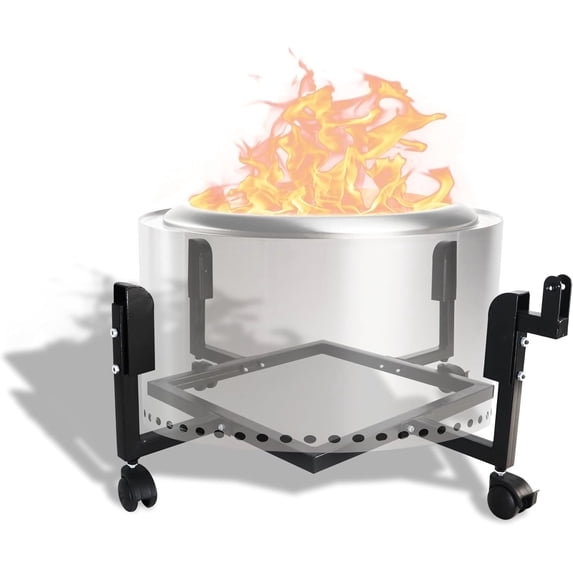 Firepit Trolley Stand, Compatible with Solo Stove Yukon & 27” Fire Pits, Heavy Duty Portable Fire Pit Base with Support Arm for Easy Fire Pit Mobility, Smokeless Firepit Accessory