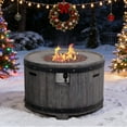 thumbnail image 1 of Afterglow Outdoor 36" Round TerraFdab Propane Fire Pit Table for Outside Patio Backyard Garden, Firepit Table with Weather Cover and Lava Rocks(Gas Tank not Included)，50000 BTU, Wood Look(Grey), 1 of 5