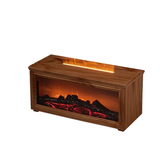 Fireplace Aroma Diffuser with Simulated Flame Effect, Ultrasonic Flame Humidifier with 7-Color Ambient Light, Essential Oil Diffuser with Remote Control & Timer, Quiet Diffuser for Home Office