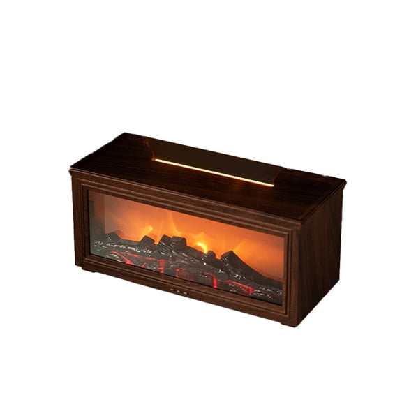 Fireplace Aroma Diffuser with Simulated Flame Effect, Ultrasonic Flame Humidifier with 7-Color Ambient Light, Essential Oil Diffuser with Remote Control & Timer, Quiet Diffuser for Home Office