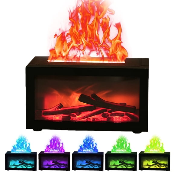 Fireplace Aroma Diffuser with 3D Flame Technology, 7 Color Mood Lighting & Humidifier Function