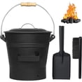 thumbnail image 1 of Fireplace Ash Bucket with Lid Shovel, Hand Broom 2.6 Gallon Charcoal Wood Fire Pits Burning Stoves, Coal/Large Pellet Metal Buckets/Hot Wood Carrier Pail Fire Pits Ash Can Cleaning Tools, 1 of 9