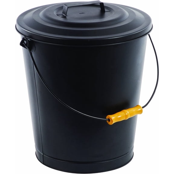 Fireplace Ash Bucket with Lid,Black