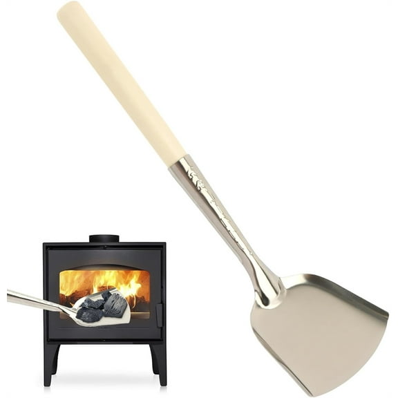 Fireplace Ash Shovel, NOGIS Long Handle Fire Pit Shovel, Pizza Oven Cleaner with Wooden Handle, Fireplace Trowel Charcoal Grill Ash Gardening Fireplace Tools for Household Camping Kicthen