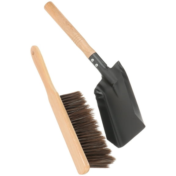 Fireplace Cleaning Set Outdoor Broom Duster with Shovel Supplies Coal-ash Brush Stove Coals Wood Handle Kitchen