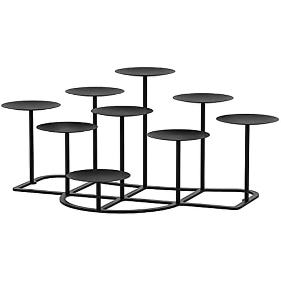 Fireplace Candelabra Candle Holder - Modern Multi-Tier Black Matte Candelabra Centerpiece, Geometric Design with Stable Base for Pillar Candles, Perfect for Minimalist Home
