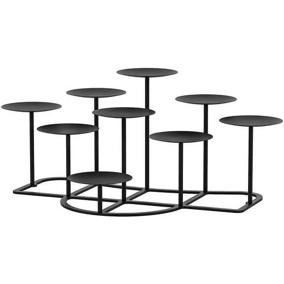 Fireplace Candelabra Candle Holder - Modern Multi-Tier Black Matte Candelabra Centerpiece, Geometric Design with Stable Base for Pillar Candles, Perfect for Minimalist Home
