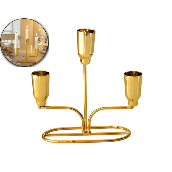 Fireplace Candelabra Metal Taper Candle Holders Tapered Candles Candlestick Iron Candle Holder for Table Centerpiece(Gold)