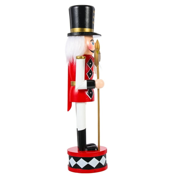 Outdoor Fireplace Decor Nutcracker Statue Standing Drum Gingerbread Wood Ornament for Holiday Garden
