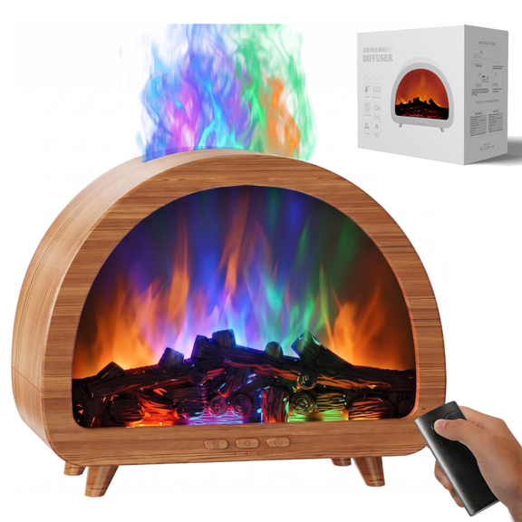 Fireplace Diffuser, 120ml Essential Oil Aroma Diffuser with Remote and Flame Light
