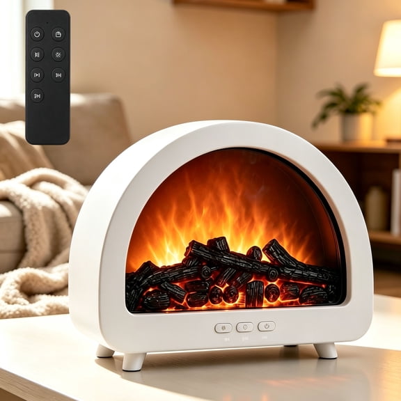 Fireplace Diffusers for Essential Oils, 12-Color Flame & Aurora Light, Remote Timer  for Home,Office