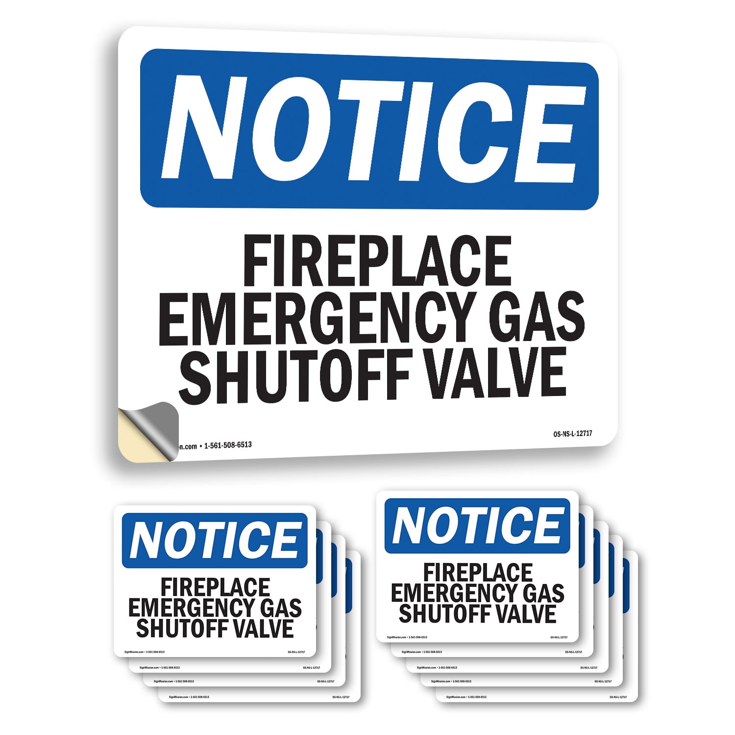 Fireplace Emergency Gas Shutoff Valve OSHA Notice Vinyl Decal Label 18 ...