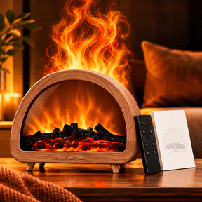 Fireplace Essential Oil Diffuser, 12 Flame Colors, 200ML Cool Mist Humidifier with Remote Control, Timer & Auto Shut-Off, Quiet USB Aroma Diffuser for Home, Office, Bedroom, Gift