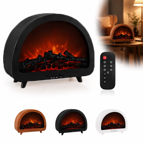 Fireplace Humidifier Diffuser, 200mL & Flame Effect,Mix Fireplace Humidifier, 12-Color Ambient Light, Remote Control, 1/3/5H Timer, Cozy Christmas Decor Gifts for Home & Office