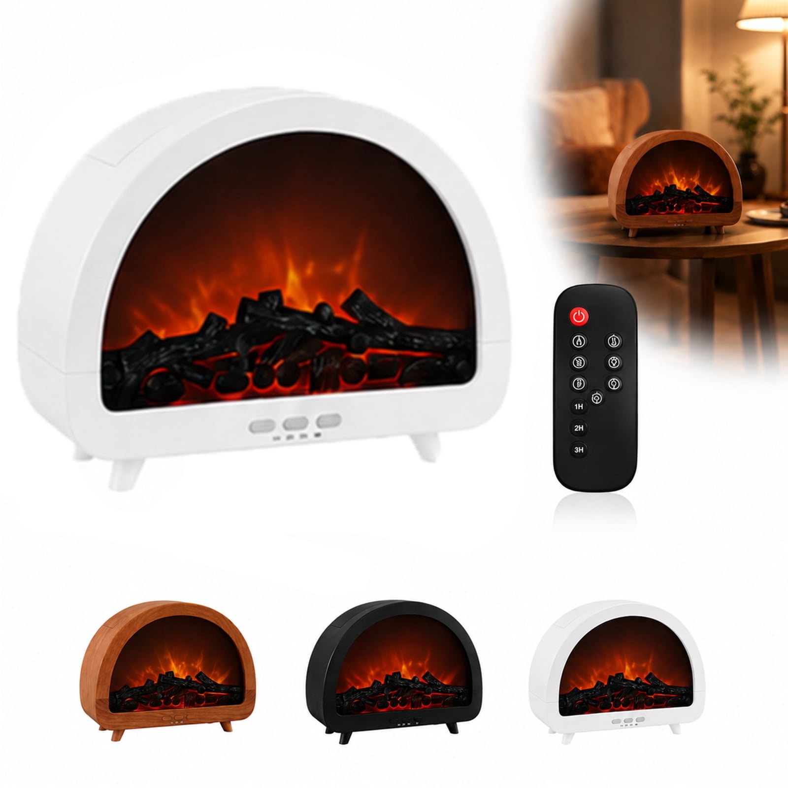 Fireplace Essential Oil Diffuser, 200mL & Flame Effect，Mix Fireplace ...
