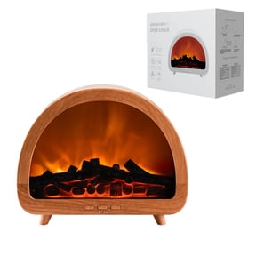 Fireplace Essential Oil Diffuser, Aromatherapy Diffuser, 200ml Ultrasonic Cool Mist Humidifier, 12 Colors Firelight Flame Diffusers with Remote, Auto-Off & Timer for Home,Office,Plants