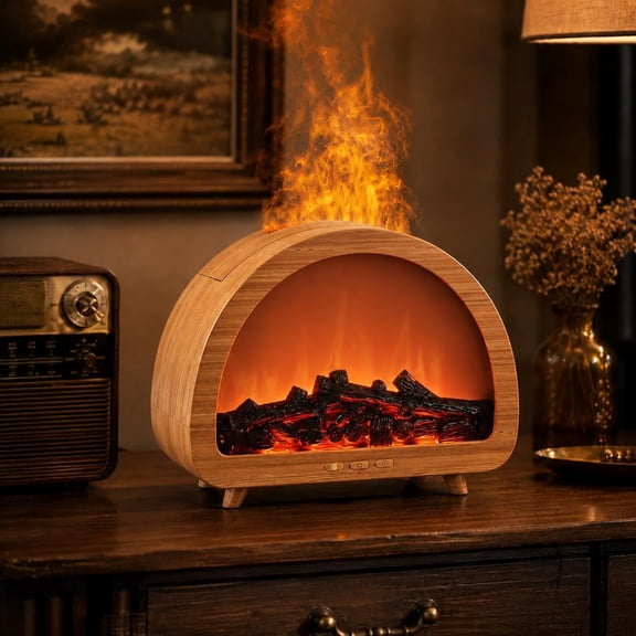 Fireplace Essential Oil Diffuser, Colorful Flame Mist Humidifier, Flameless Aromatherapy Scent Machine for Home Room Decor