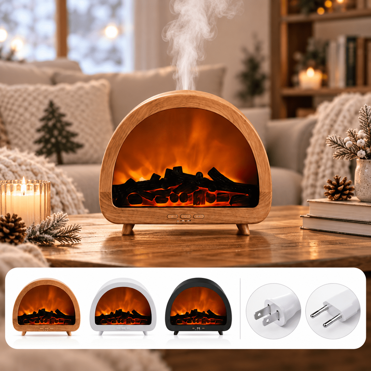 Fireplace Essential Oil Diffuser, Mini Flame Effect Fireplace ...