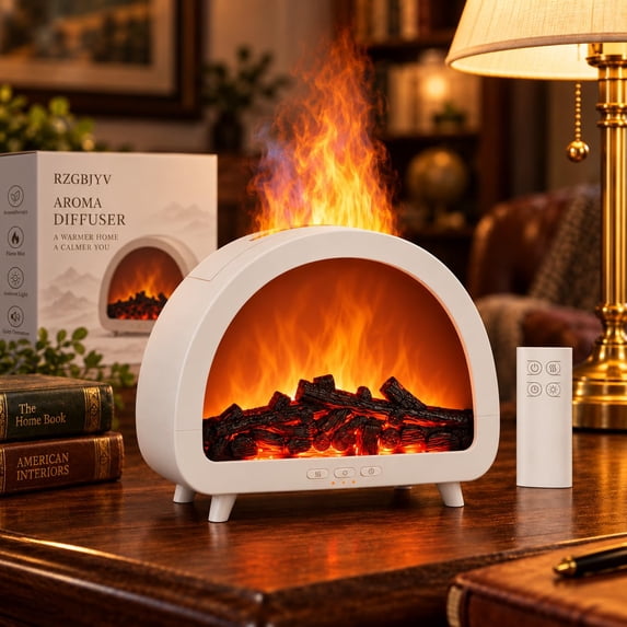 Fireplace Essential Oil Rain Lamp Water Vapor Cute Lifelines Flameless ...