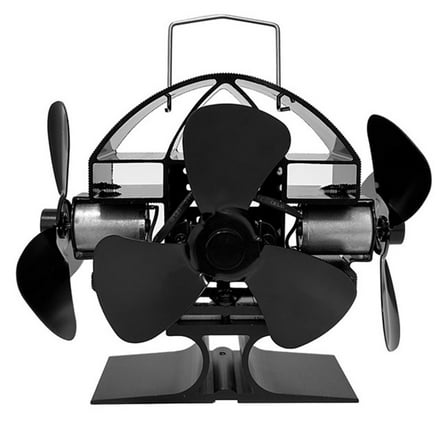 Fireplace Fan Three-Headed Fireplace Fan Home Heating Aluminum Alloy Black Color Easy To Use Efficient Heat Distribution