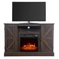 thumbnail image 1 of Fireplace Farmhouse Barn Door Wood TV Stands for TVs up to 47'', Electric Fireplaces with Electric Fireplace Insert by Real Flame, Rustic Entertainment Center TV Stands w/Side Cabinets, Brown, S8534, 1 of 8